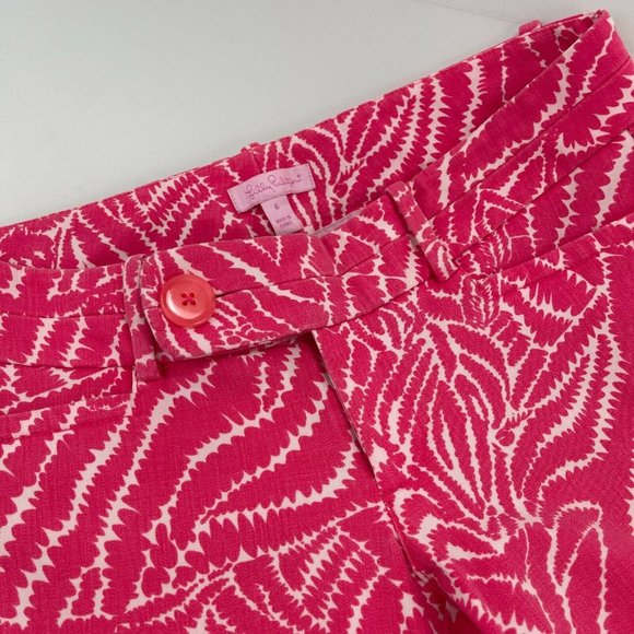 Lilly Pulitzer Cotton Blend Pink Zebra Print Fashion Short Pants Women's Size 6 - Picture 4 of 8
